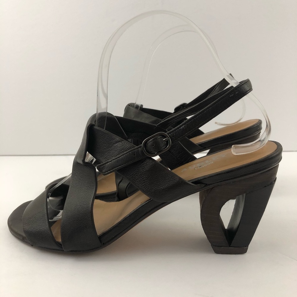 Audley London Sandals Womens 9.5 Brown Strappy Leather Cutout Heels Slingback - Picture 3 of 13